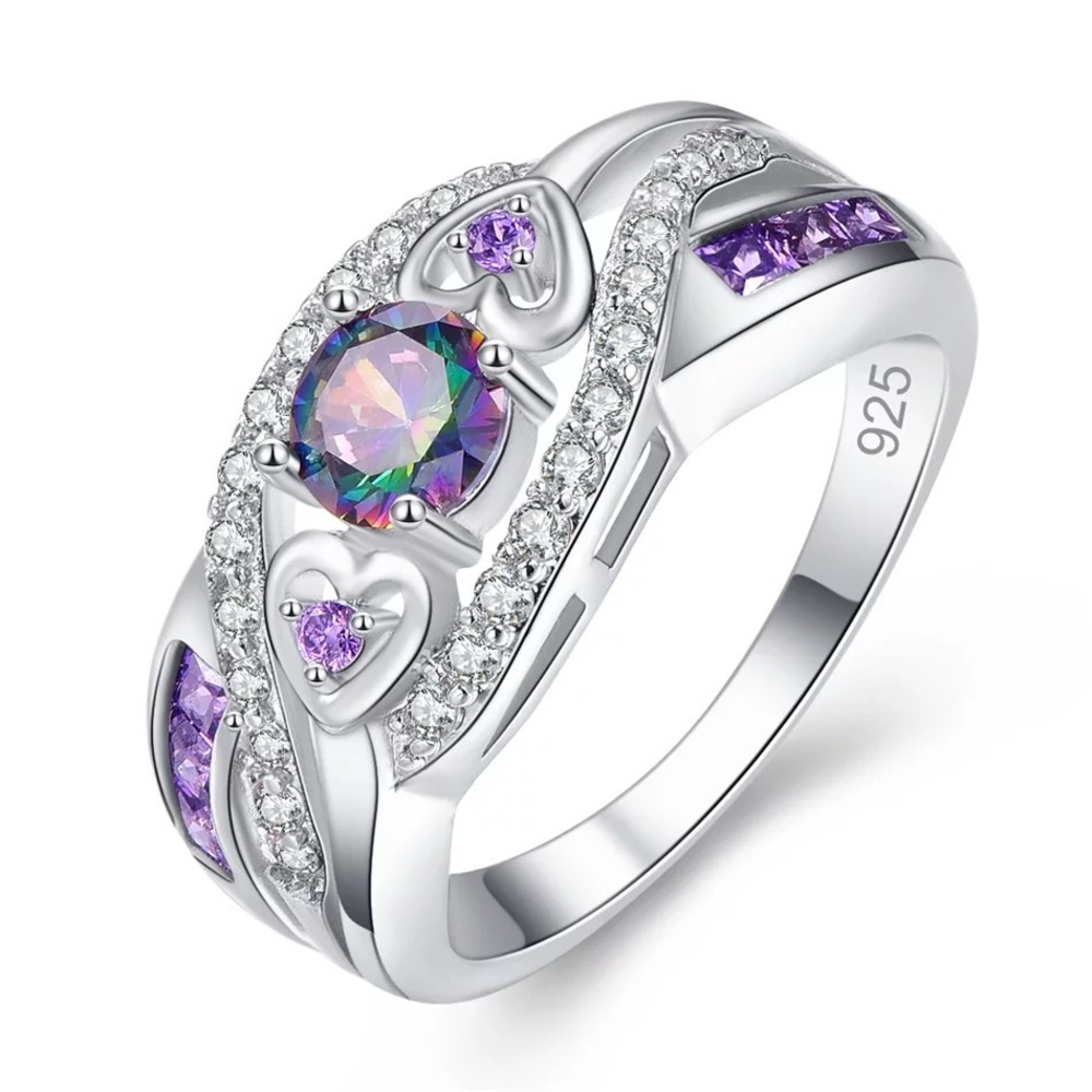 New Women’s 925 Silver Beautiful Amethyst Ring - Picture 1 of 5